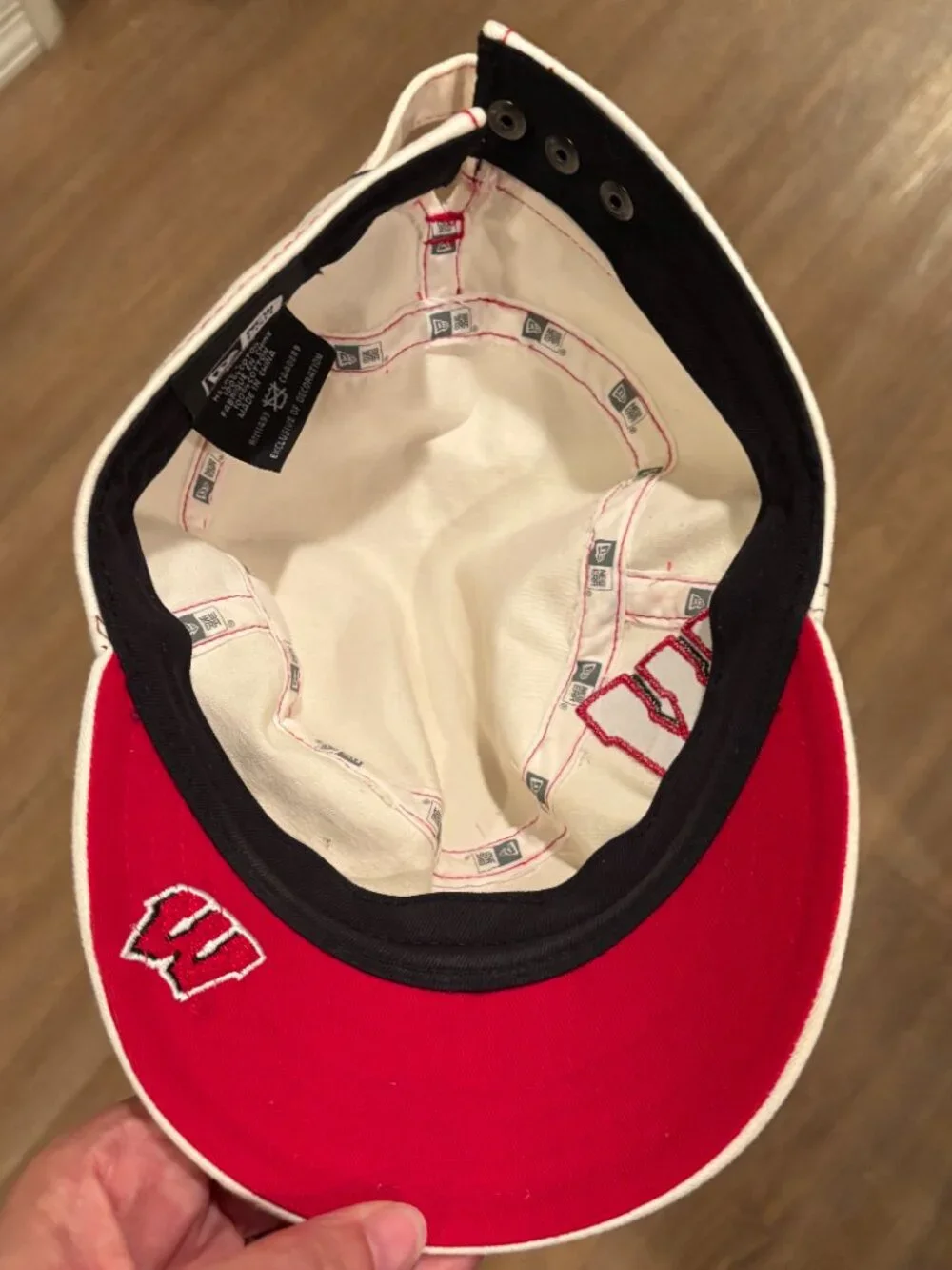 Women's New Era Wisconsin Badgers Cream Cadet Hat with Red Stitching